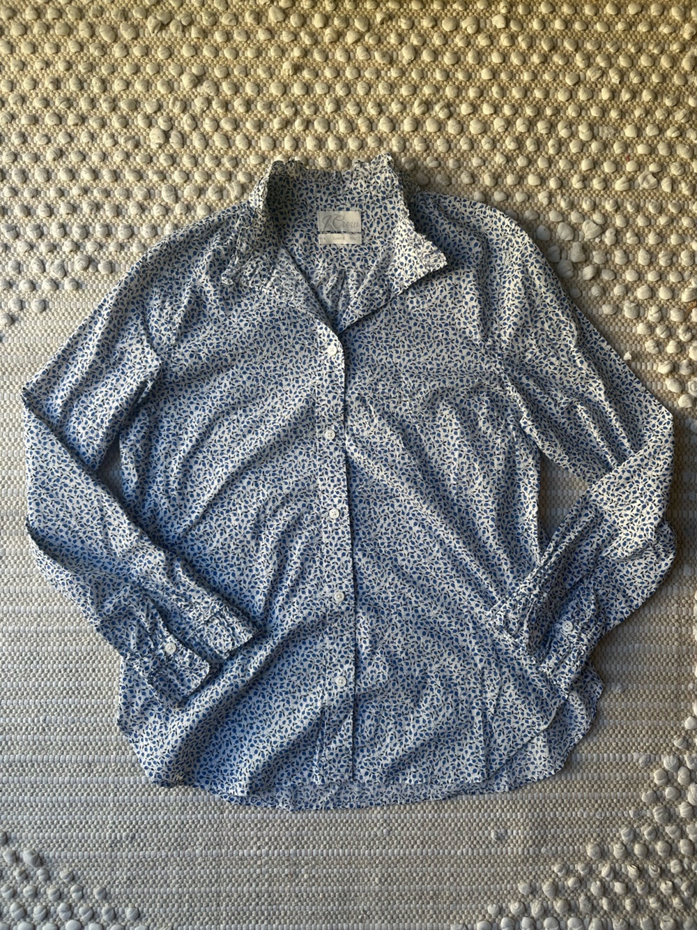 Jcrew White and Blue Patterned Blouse Liberty Fabric Size 8